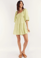 Girl and the sun linen lime green dress