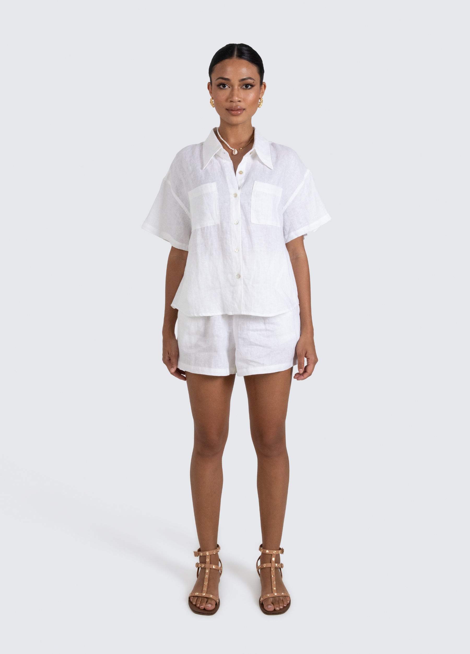 White Lucinda Relaxed Linen Shirt 