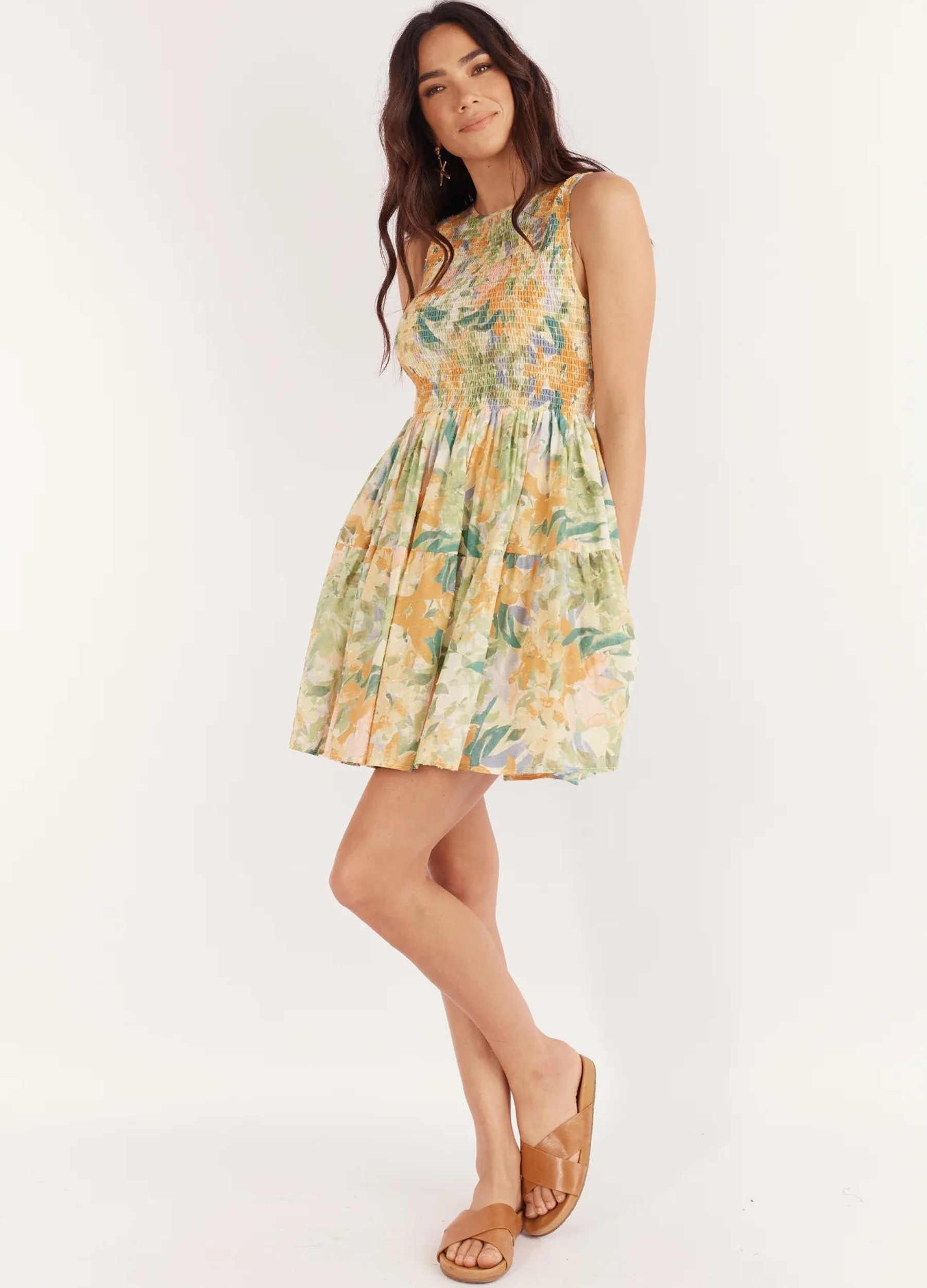 Fit and flare mini dress in pretty floral print from girl and the sun