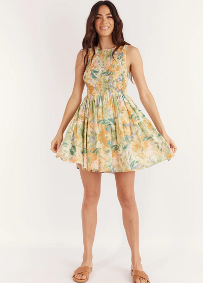 Fit and flare mini dress in pretty floral print from girl and the sun