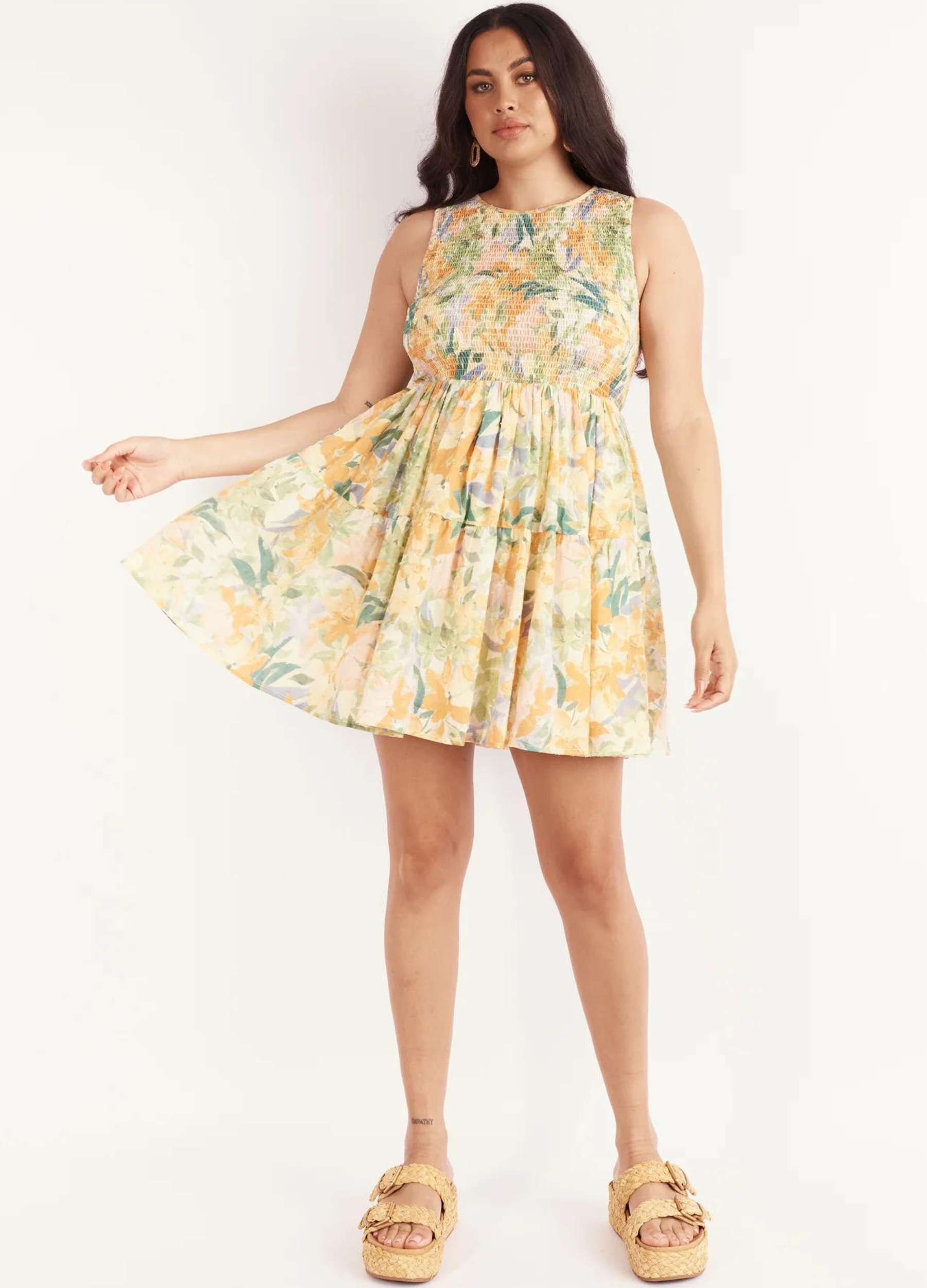 Fit and flare mini dress in pretty floral print from girl and the sun