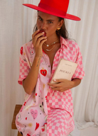 Palm Collective Spliced Shirt Dress in pink print