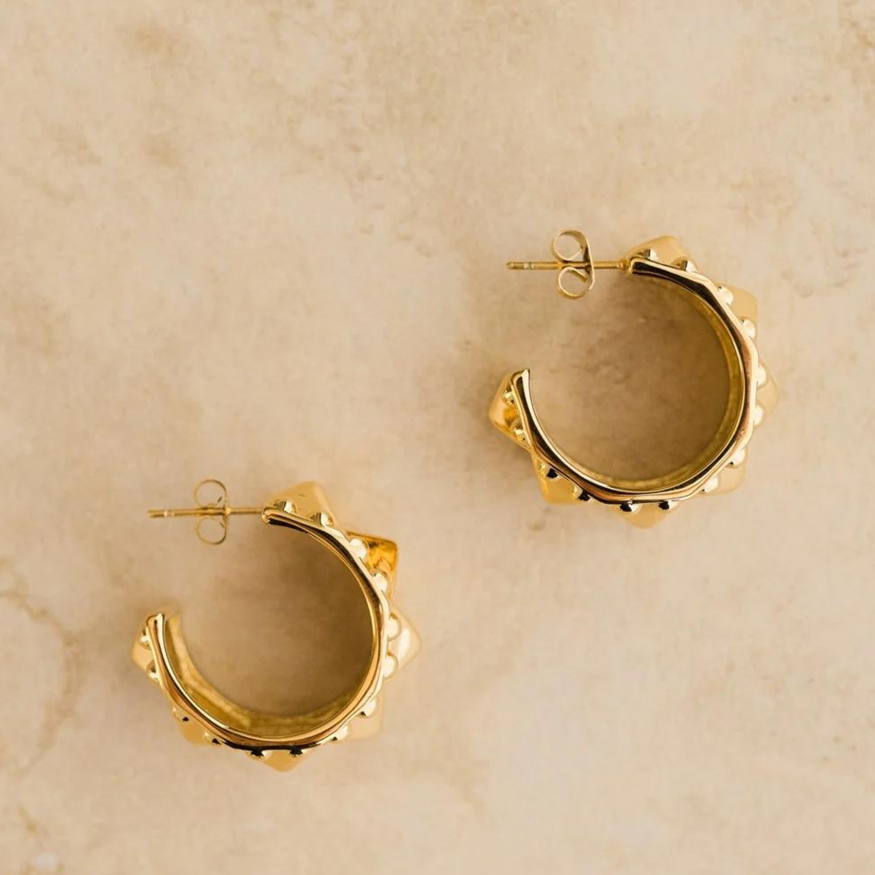 Gold Studded Hoop earrings from Indigo & Wolfe 