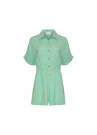 Pretty green playsuit with button through front and short sleeves