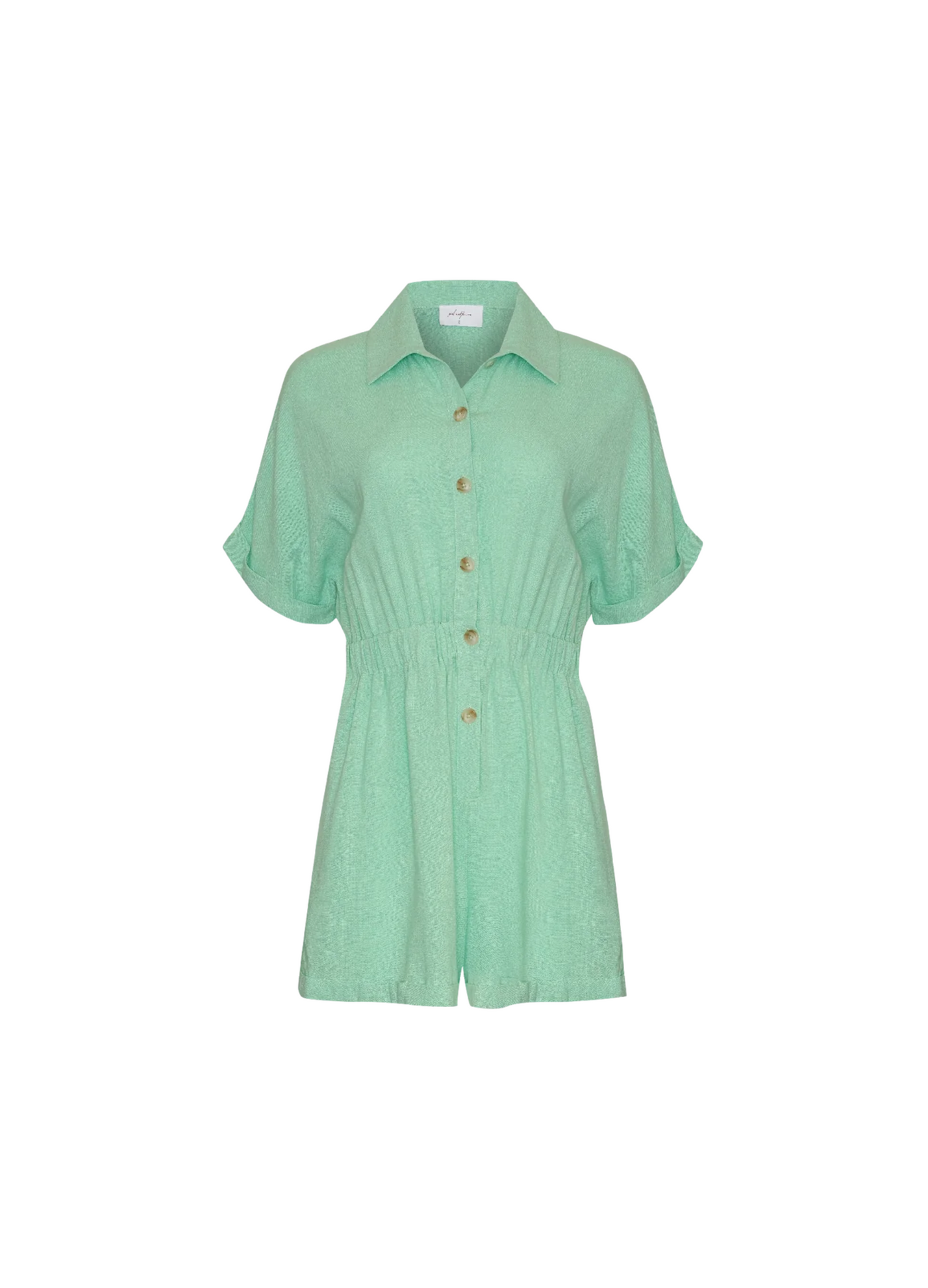 Pretty green playsuit with button through front and short sleeves