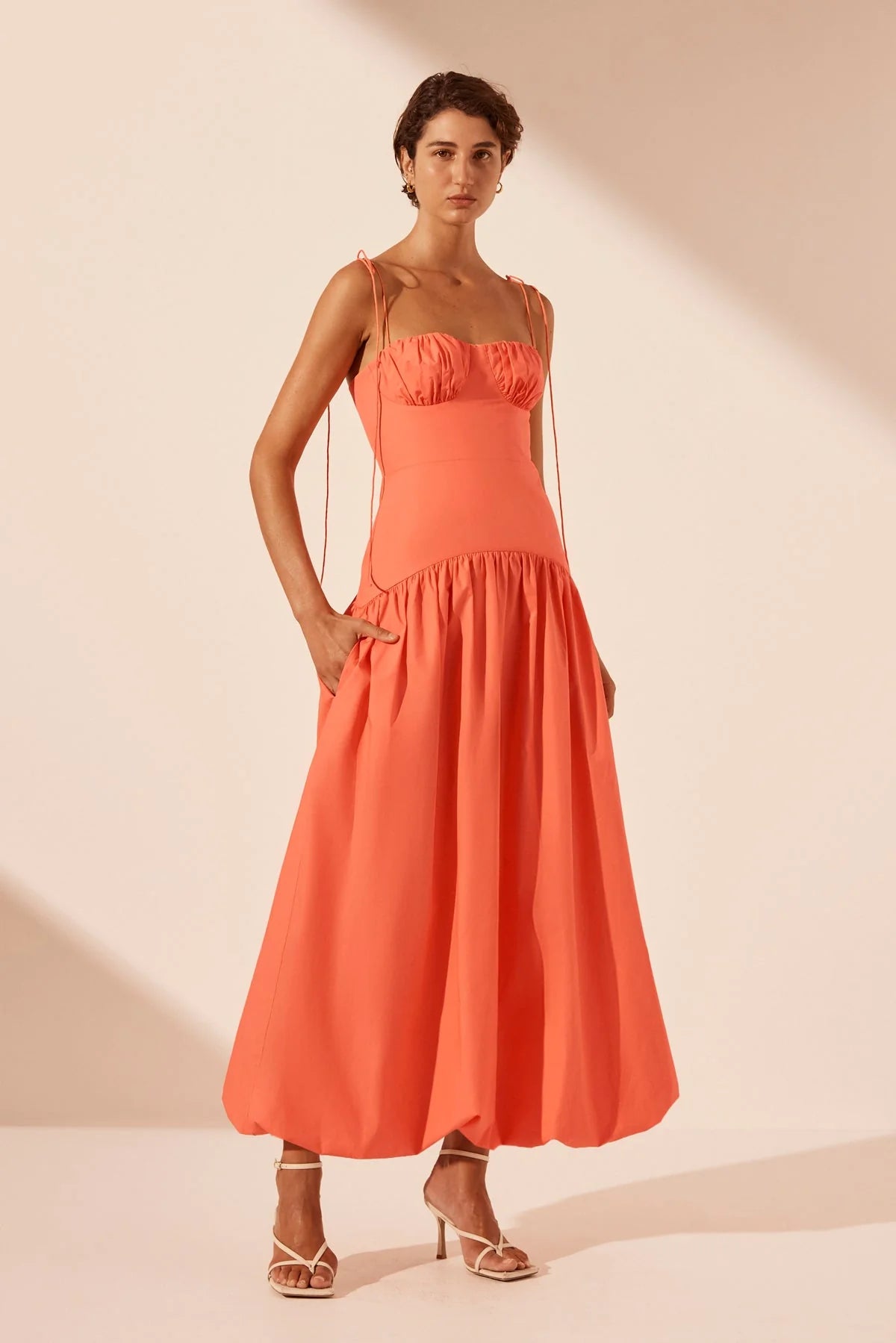 Coral Bubble Hem Midi Dress from Shona Joy