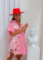 Palm Collective Spliced Shirt Dress in pink print