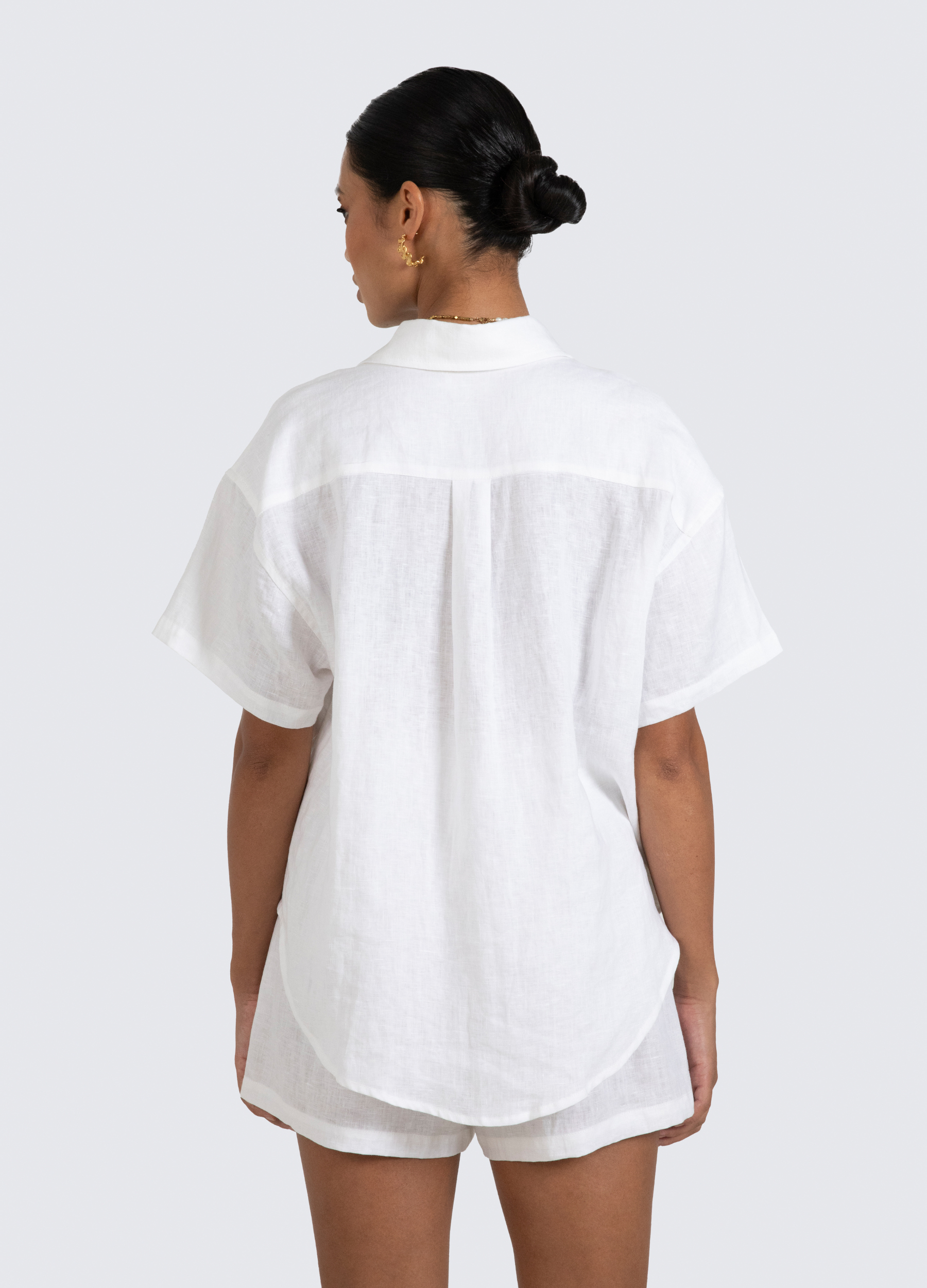 White Lucinda Relaxed Linen Shirt 