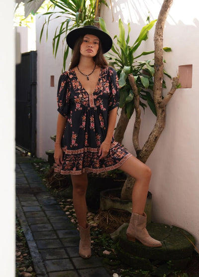 Boho Mini Dress from Sustainable Brand Tanah Folk 