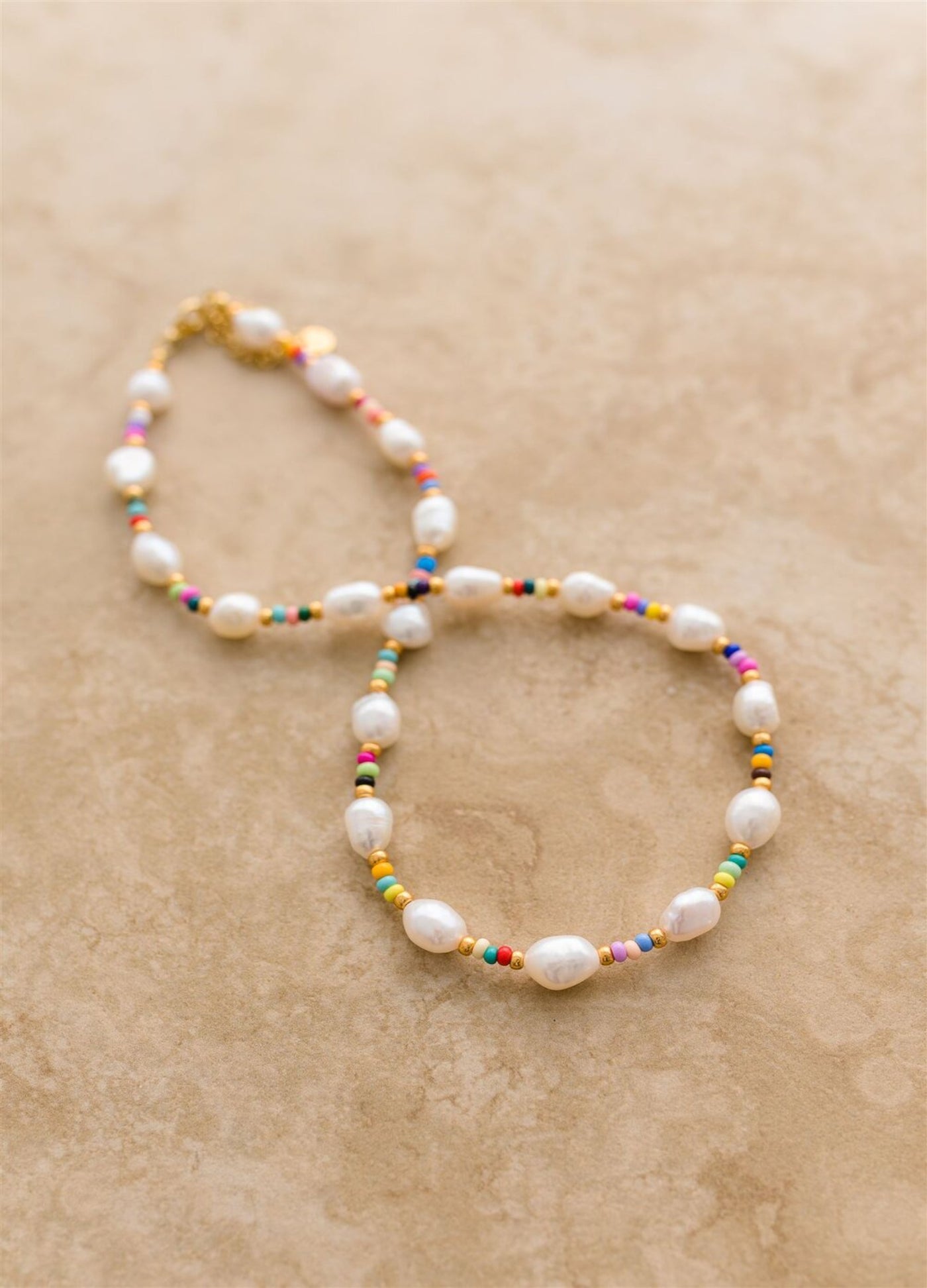 Multicolour bead necklace with freshwater pearls