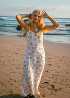 Strappy midi dress in daisy print from palm collective