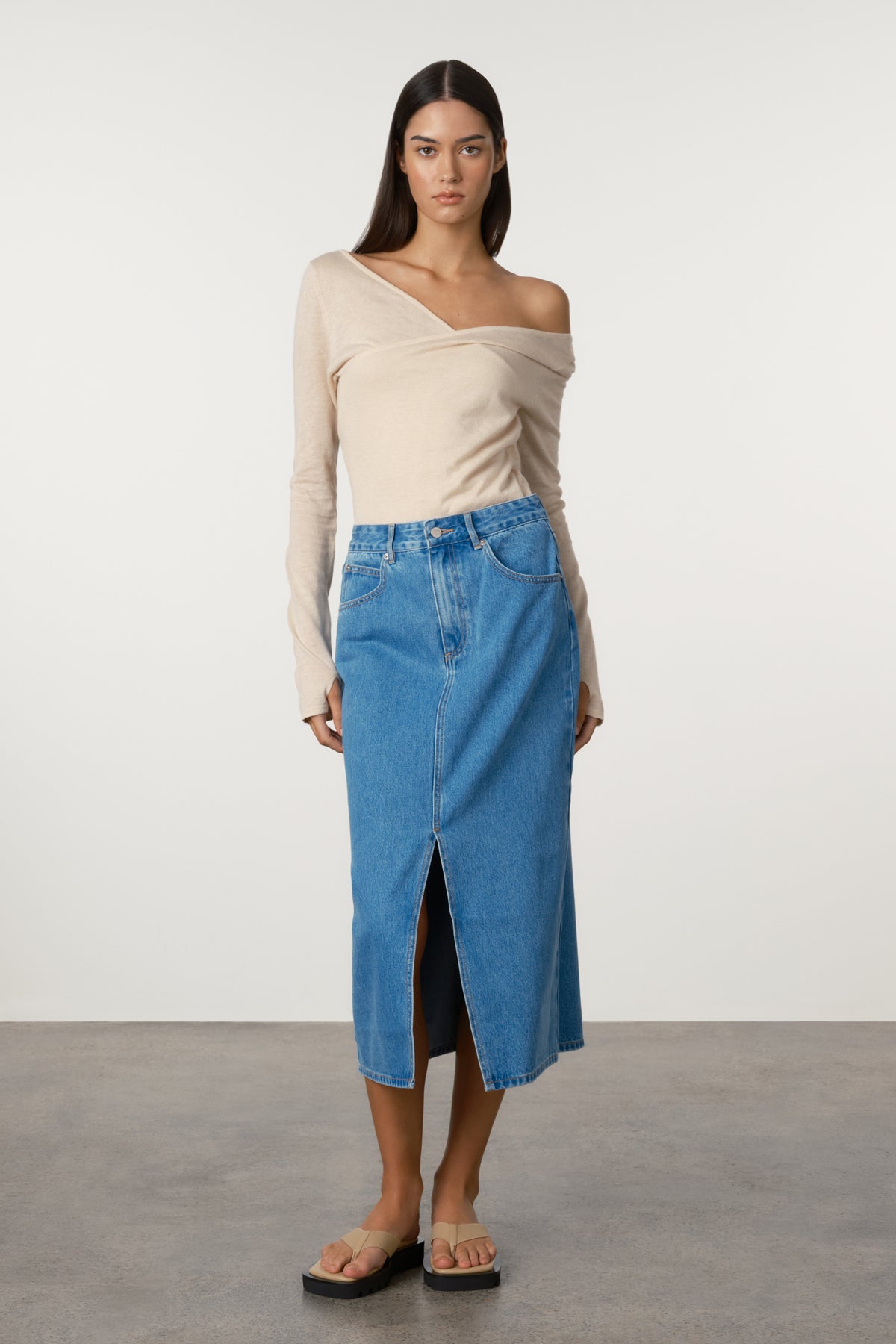 Bright Blue Denim Skirt 