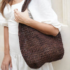 Brown colour rattan market tote