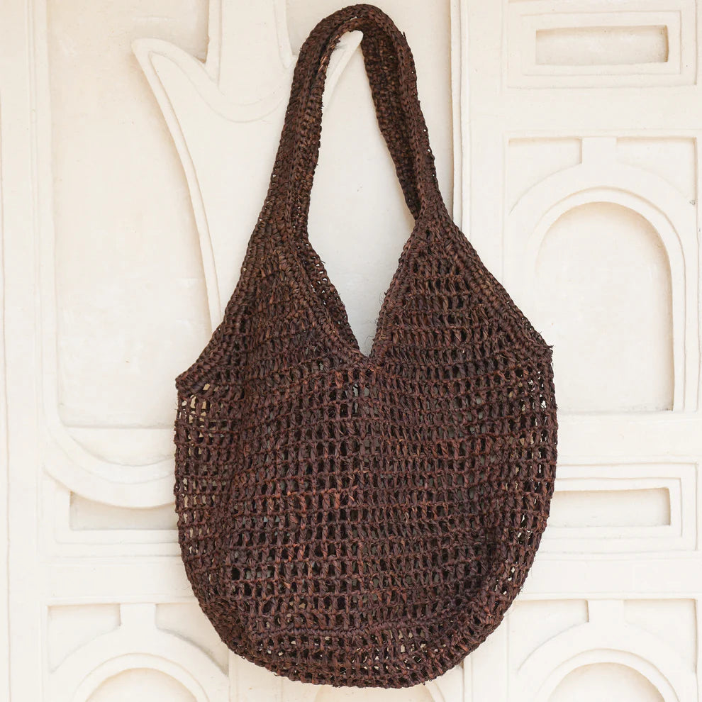 Brown colour rattan market tote