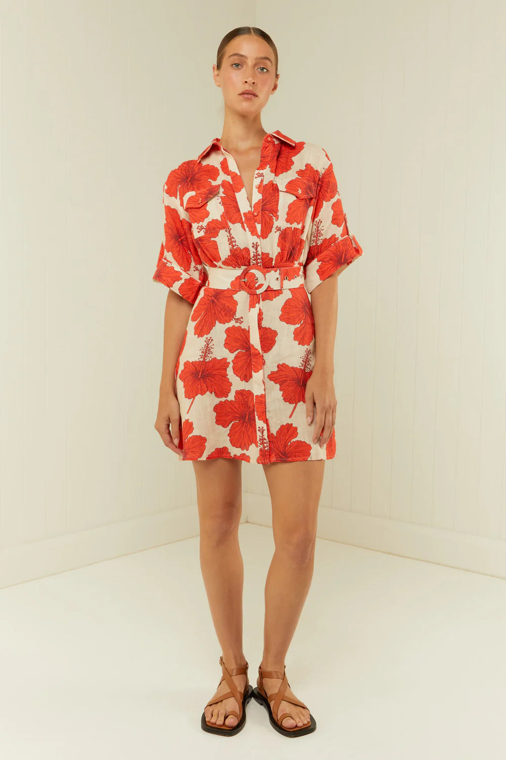 Red Hibiscus Shirt Dress from Palm Noosa