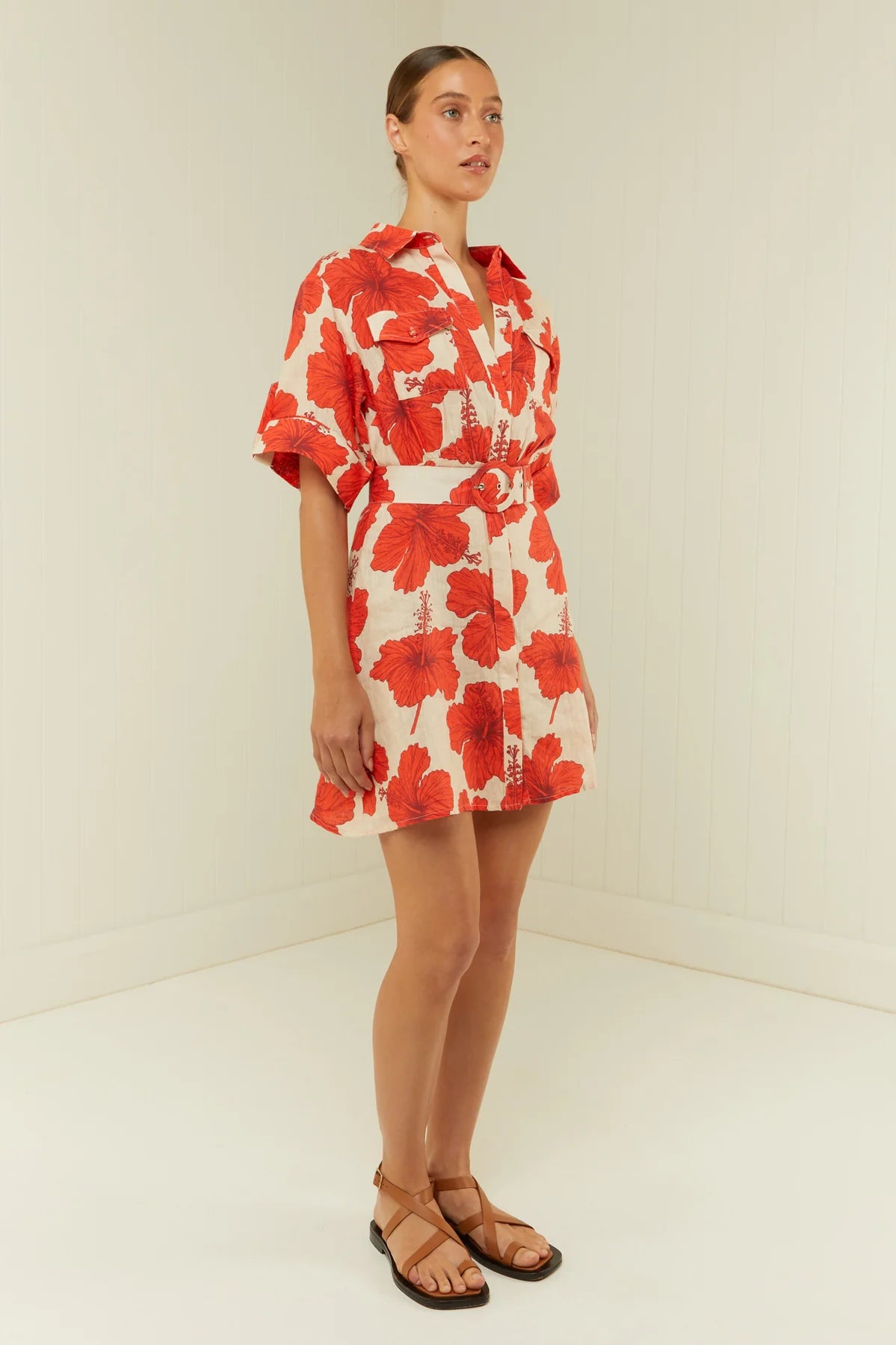 Red Hibiscus Shirt Dress from Palm Noosa