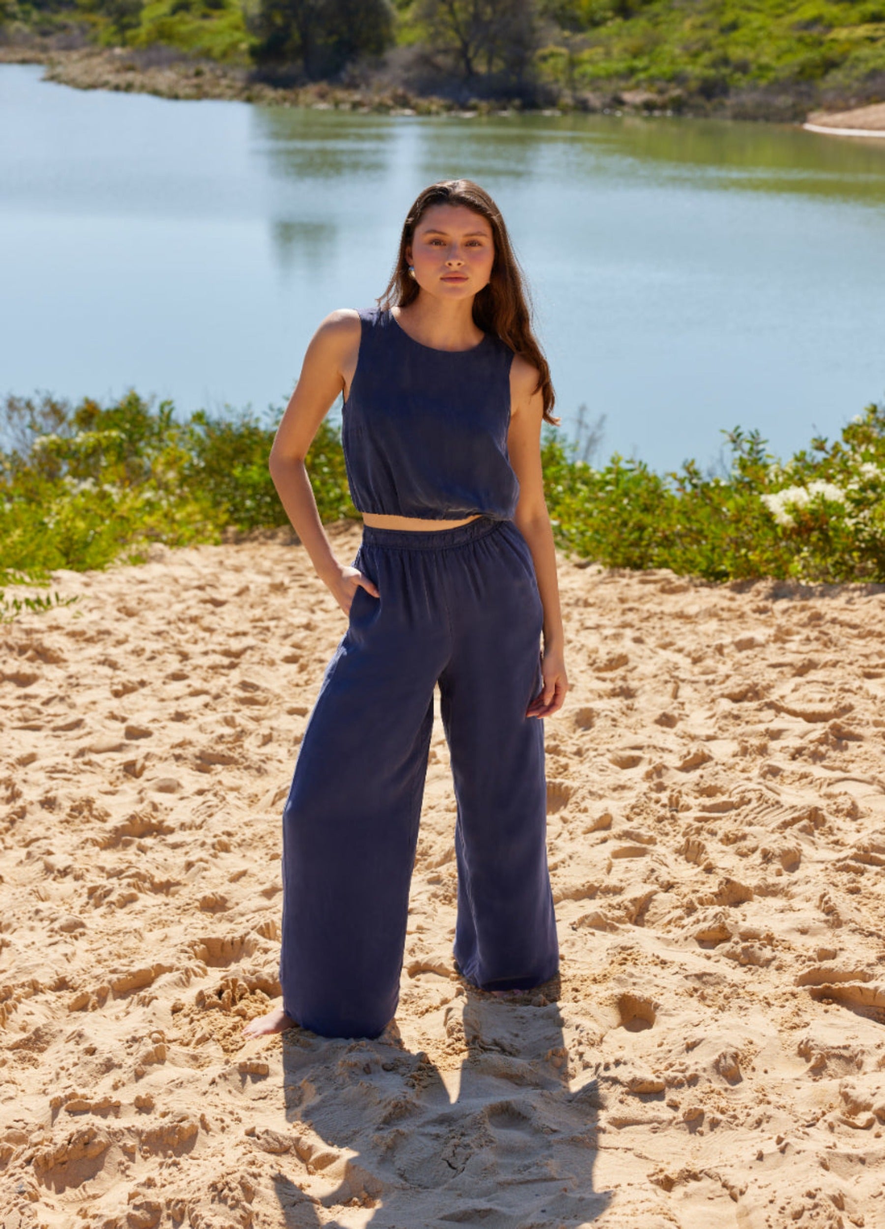 Full Length Navy Blue Pant Set