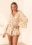 Courtney playsuit in neutral and white print