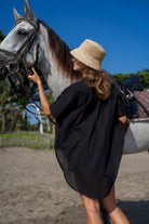 Palm Collective Paradiso Shirt, oversized black shirt with embroidery