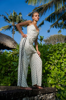 Palm Collective Cha Cha Pants, polka dot wide-leg pants with side stripe