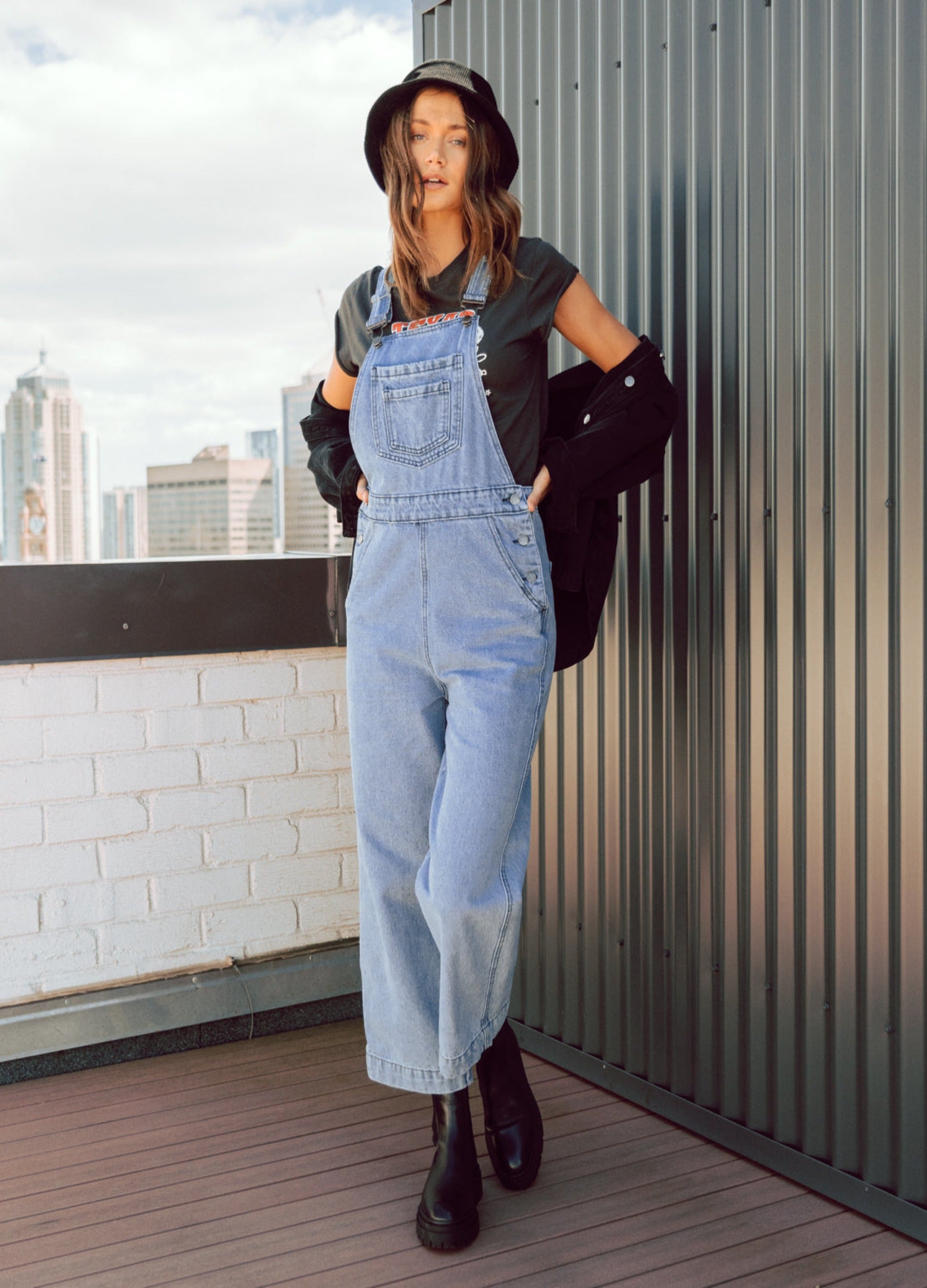 Lightwash denim overalls from Australian brand Paper Heart 