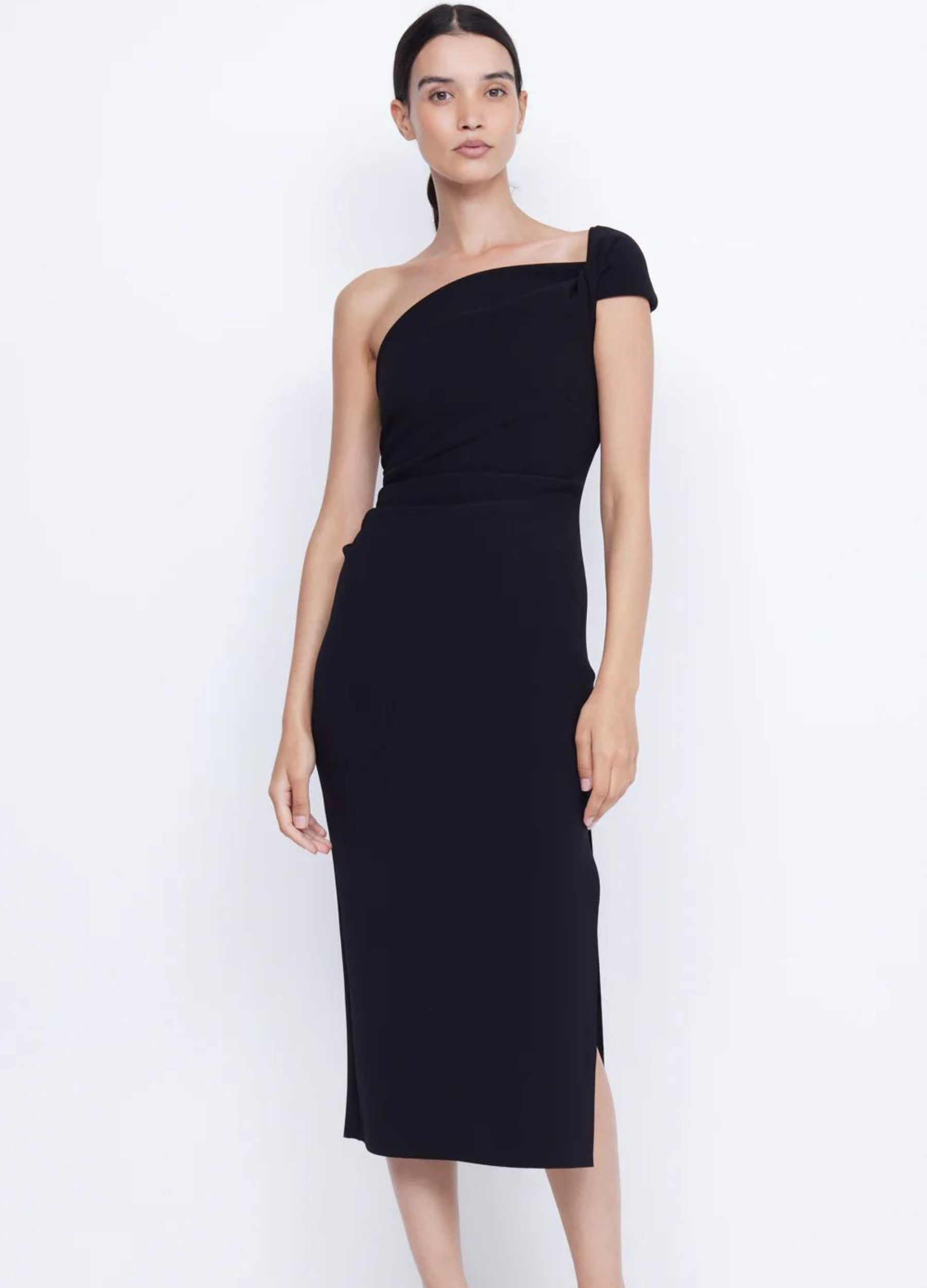 Elea Asymettric Midi Dress in Black from Bec and Bridge