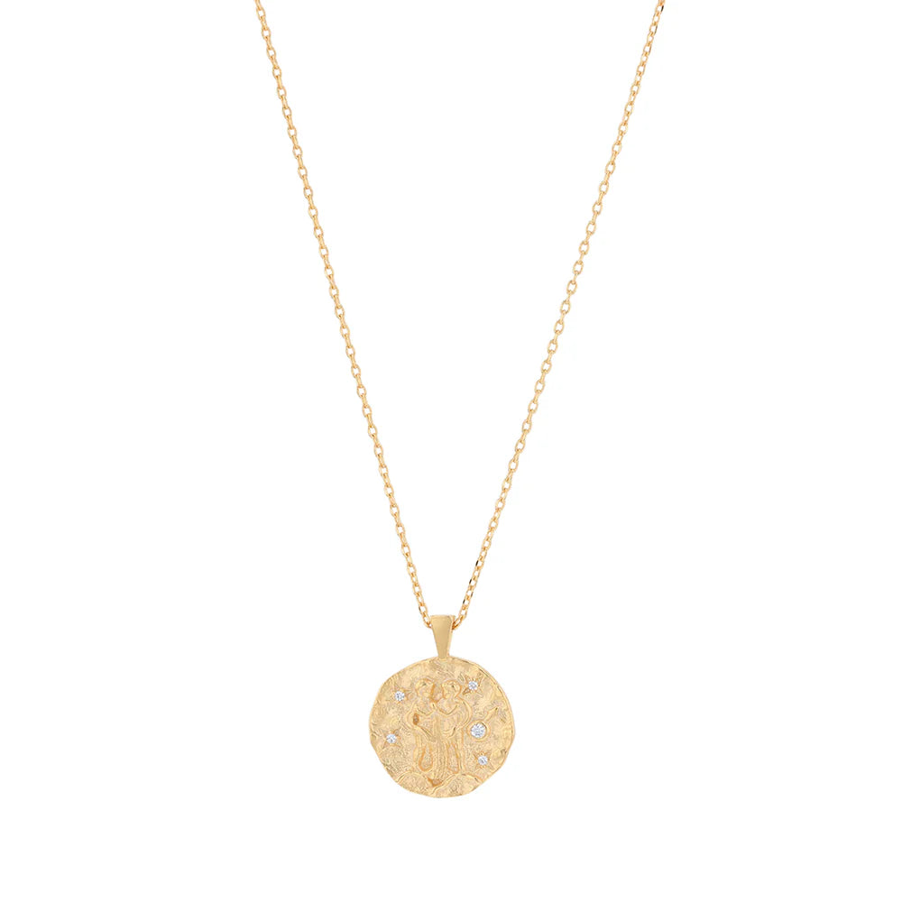Gold coin necklace with crystals