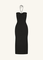 Shona Joy Eve Midi Dress in black with halterneck tie around the neck