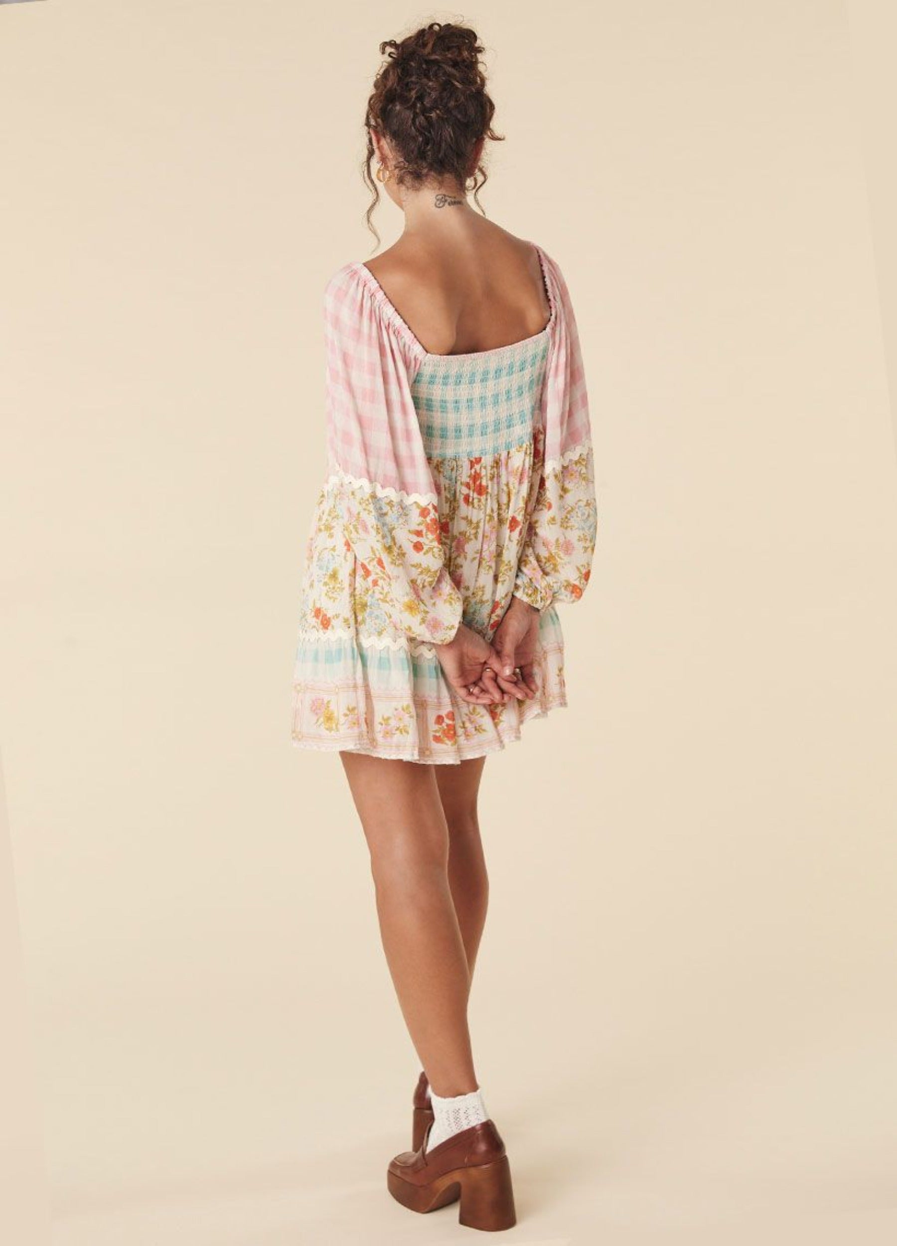 Tunic Dress patchwork floral and gingham