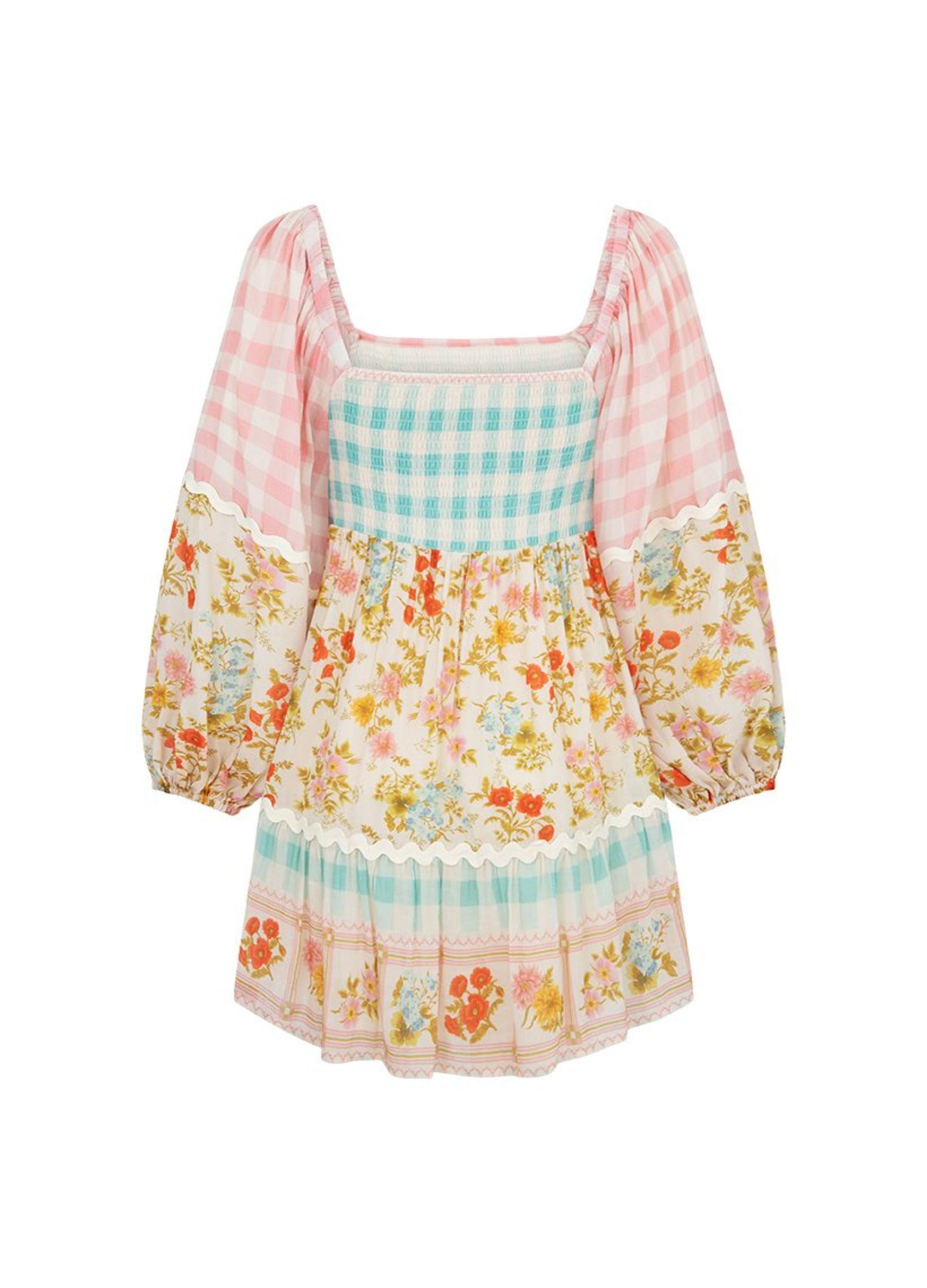 Tunic Dress patchwork floral and gingham