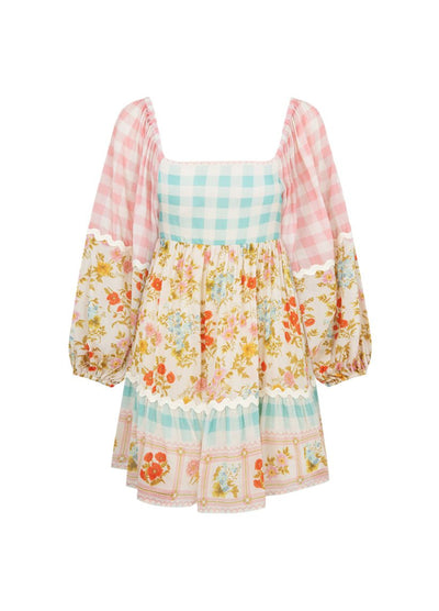 Tunic Dress patchwork floral and gingham