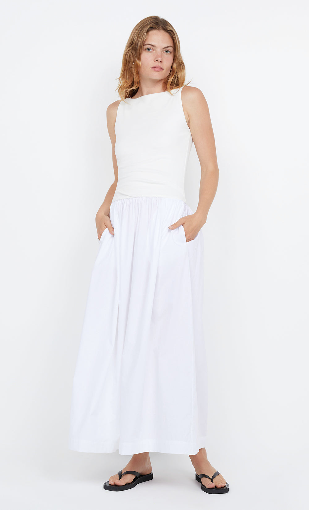 Freya Boat Neck Dress White