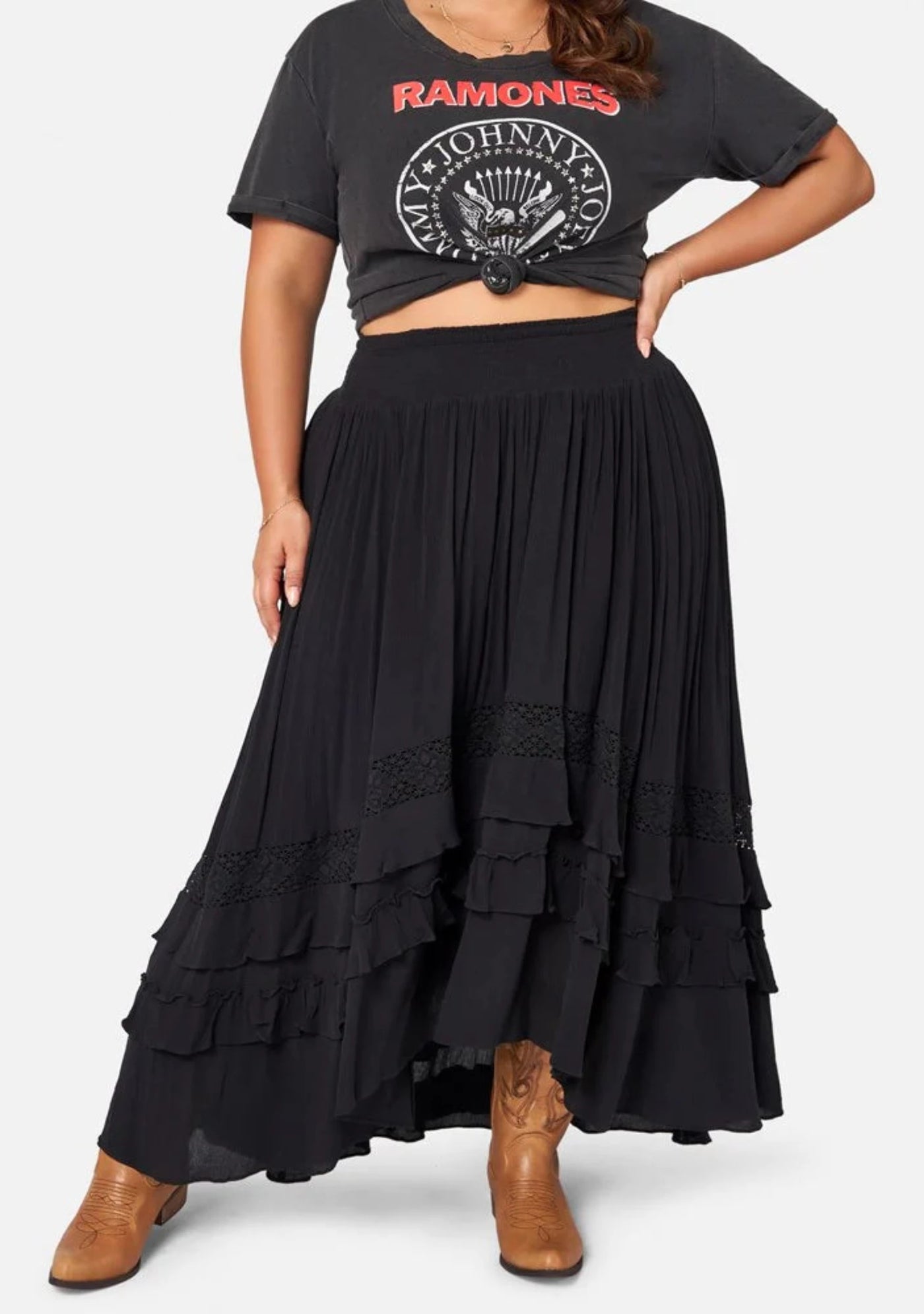 The Poetic Gypsy - Frontier Gypsy Maxi Skirt - Black