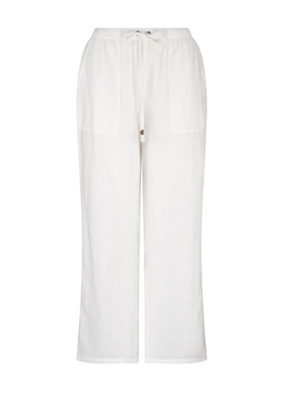 White Cotton beach pant from Tigerlily with patch pockets and a drawstring waistband
