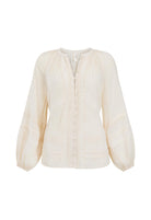 Cream-colored blouse with long sleeves on a white background