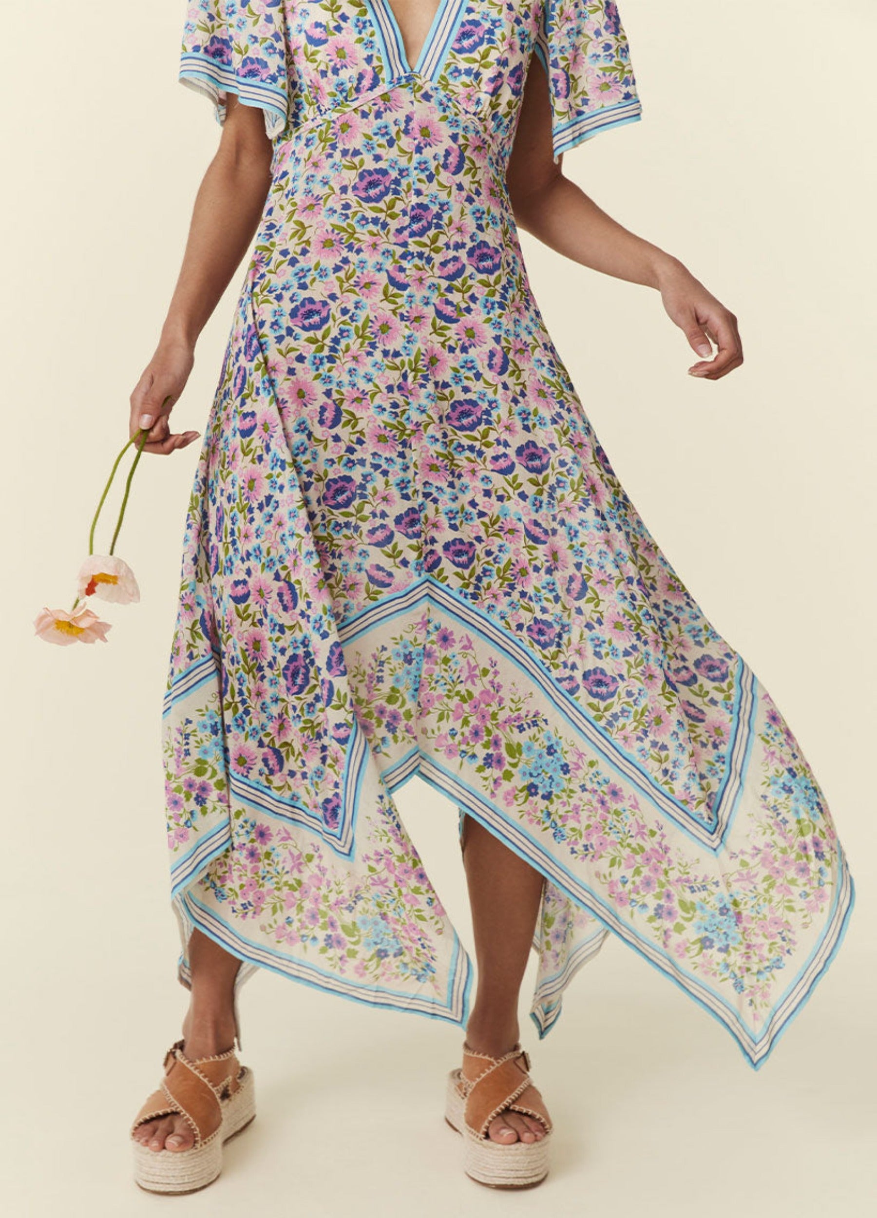 Spell Impala Lily Handkerchief Dress in Iris