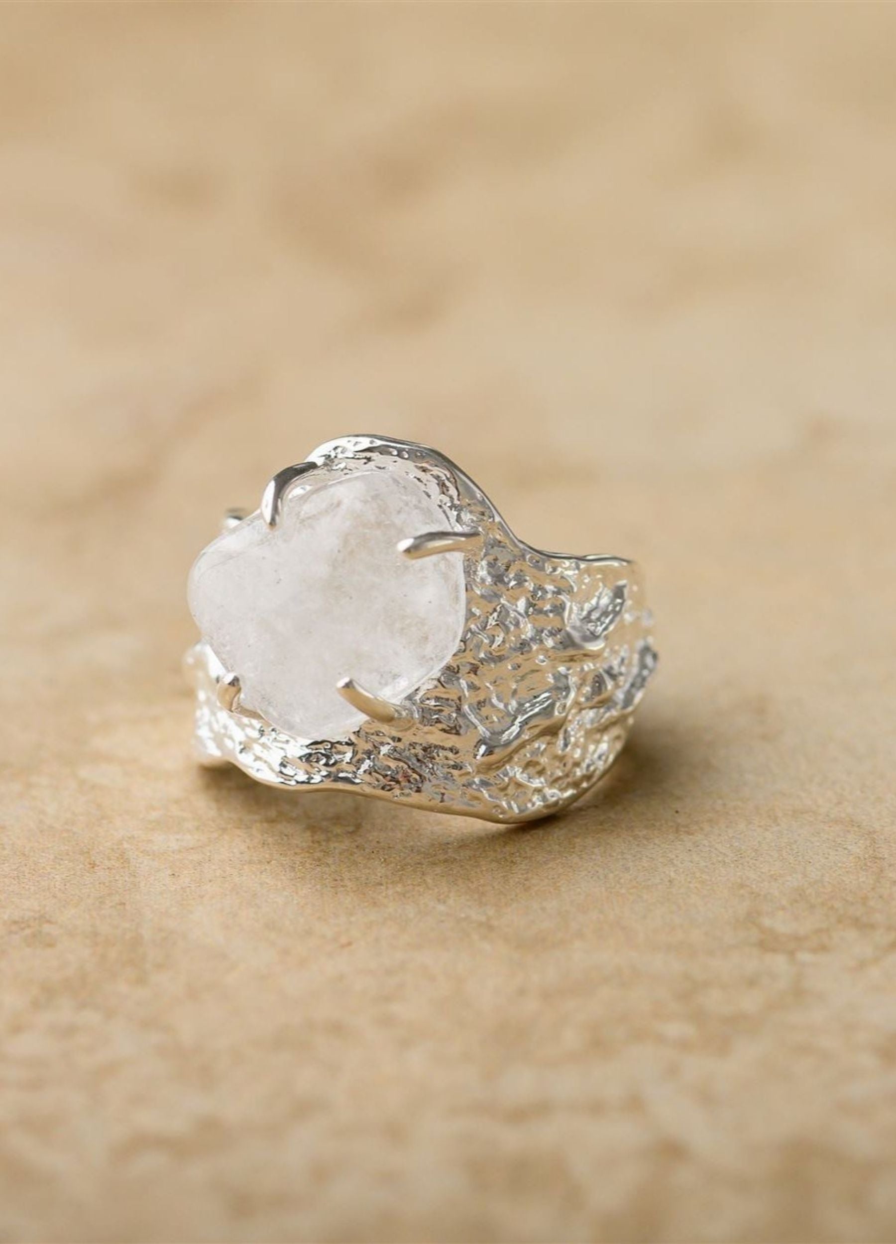 Silver ring in sterling silver with precious gemstone