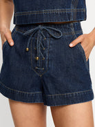 Indigo Denim Short with lace up from Kivari