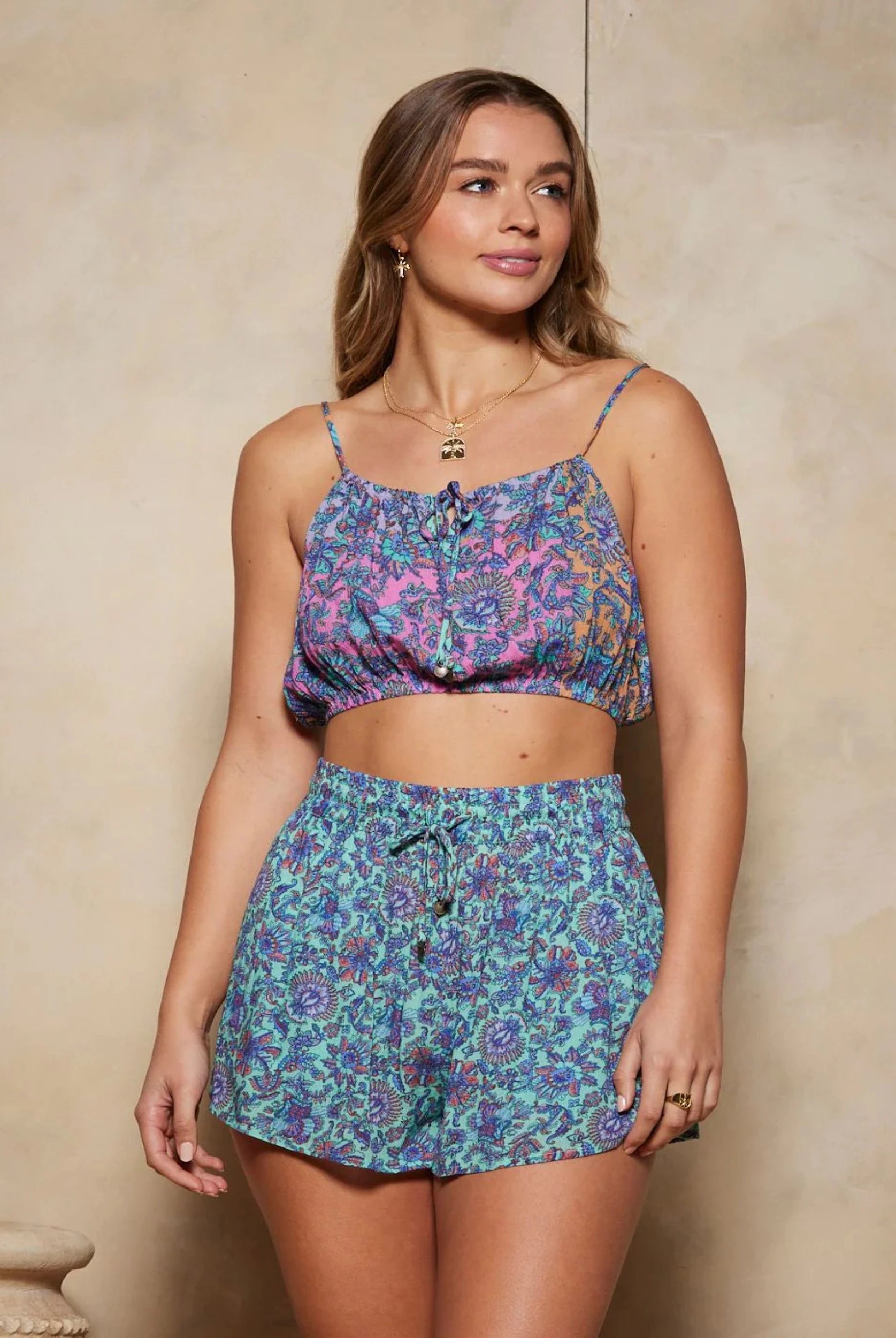 Pretty paisley floral printed cami top 
