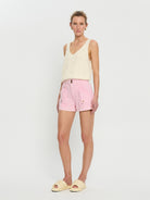 Pink Denim Short from Kivari with patch pockets
