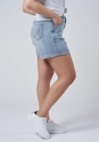 Indigo Tonic - Loreli Distressed Denim Shorts - Light Blue