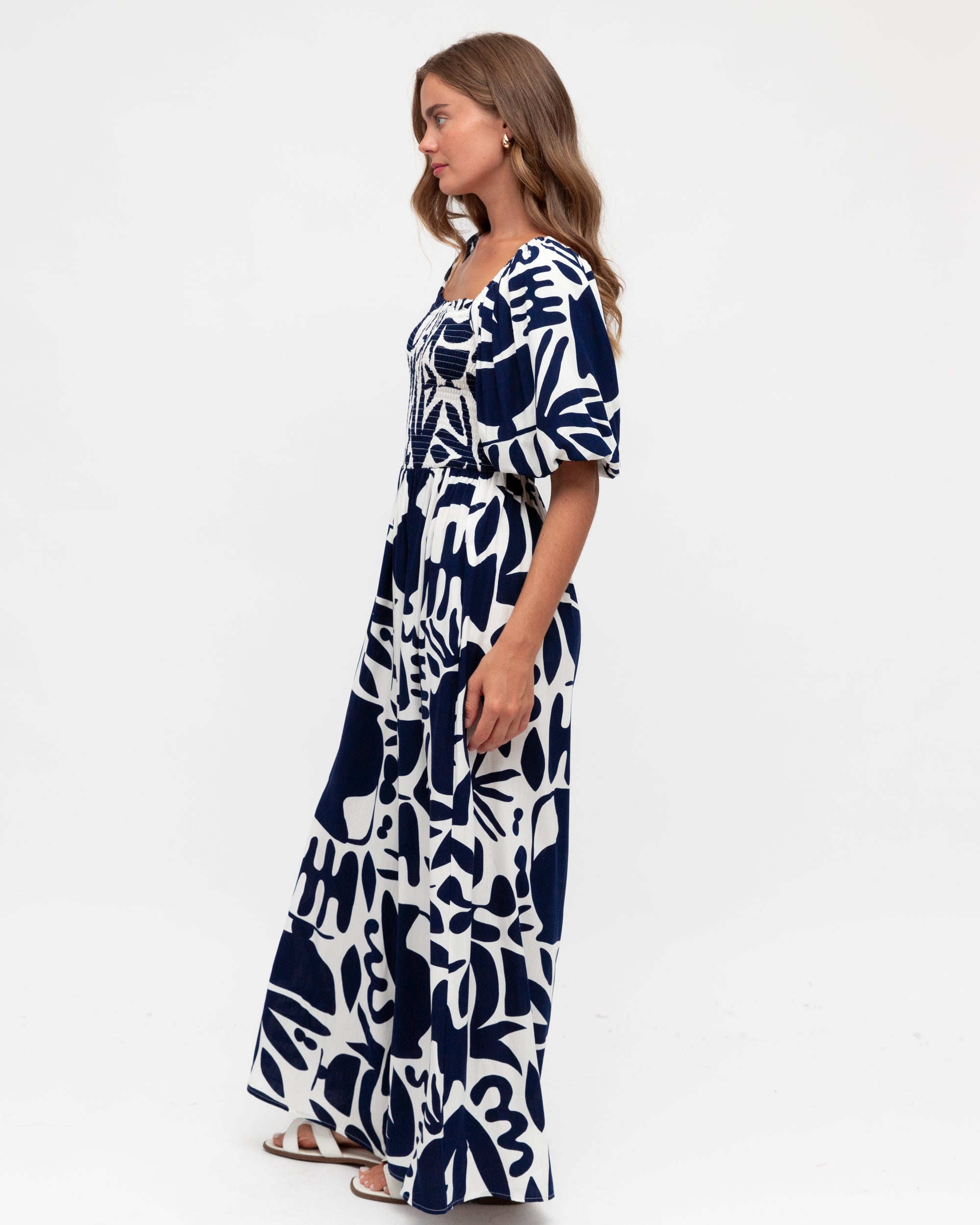 Navy and white mirage jumpsuit