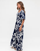 Navy and white mirage jumpsuit