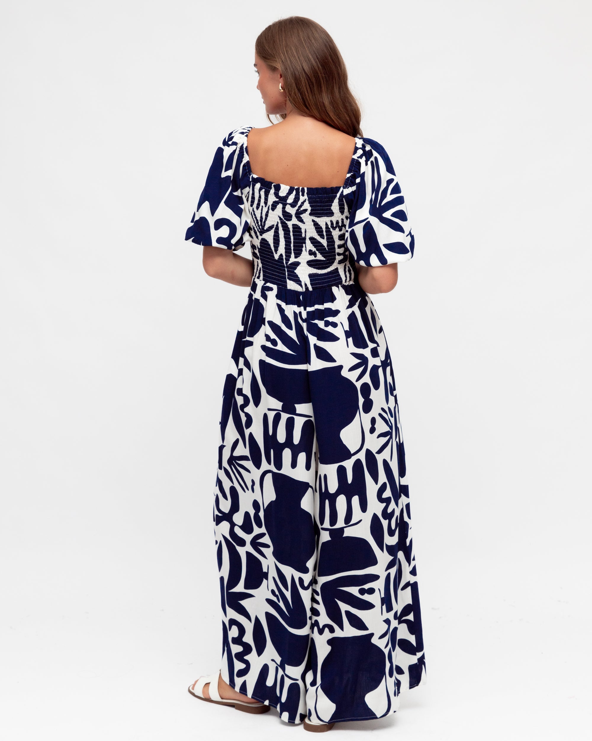 Navy and white mirage jumpsuit