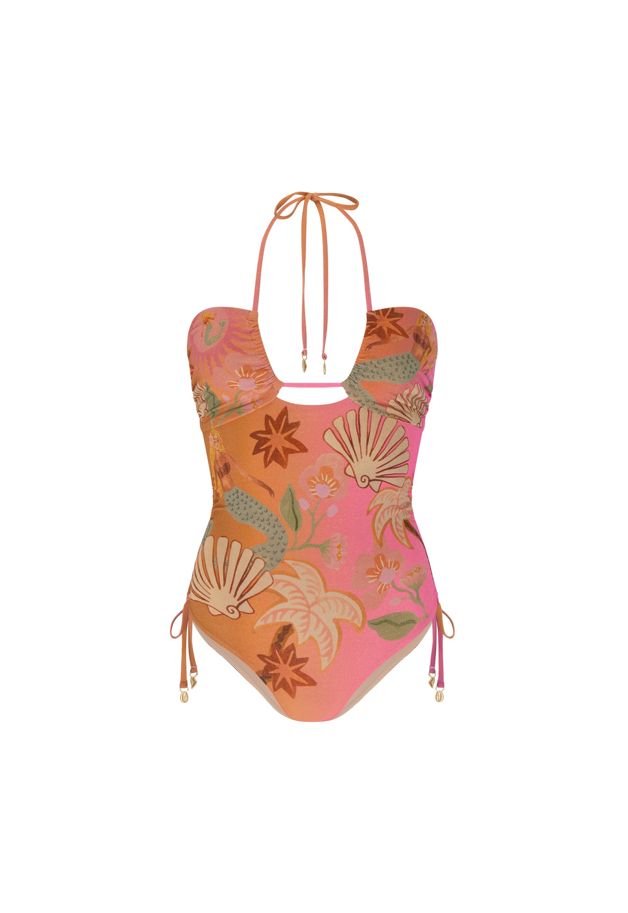 Floral patterned swimsuit on a white background