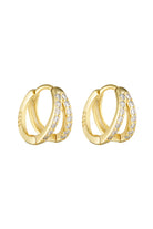 Double hoop sleeper with diamonds and gold plater S925