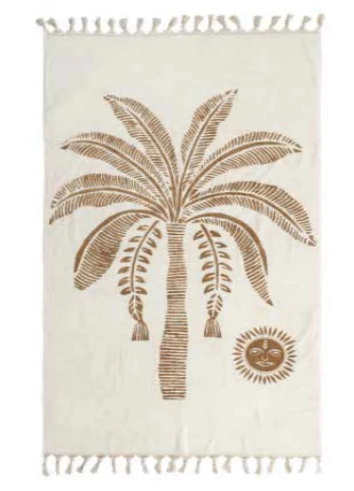 Tigerlily Coconut Sand beach towel with neutral palm tree design