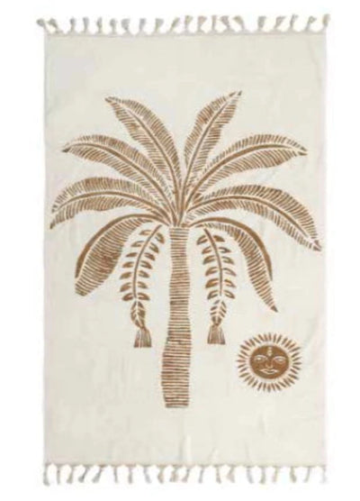 Tigerlily Coconut Sand beach towel with neutral palm tree design