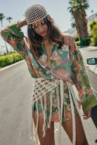 Rocky Barnes wearing the Floridan Shirt Dress in Sage