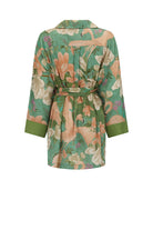 Floral patterned robe with a belt on a white background